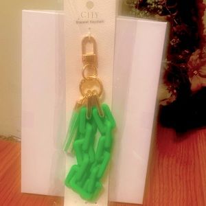 Neon Colored Rectangle Rubber Coated Keychain Wristlet